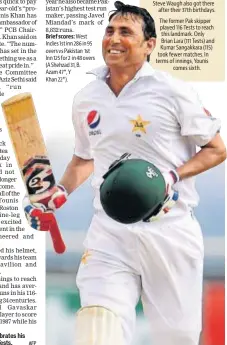  ?? AFP ?? Younis Khan celebrates his 10,000th run in Tests.