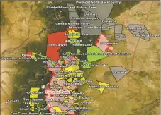  ?? SCREEN CAPTURE ?? The interactiv­e online evacuation map as it looked on Wednesday afternoon. afternoon (May 18). Red indicates “Ready”; yellow indicates “Set”; and green indicates “Go.”