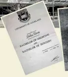  ?? SUPPLIED, STUFF ?? Zholia Alemi, left, graduated from Auckland University, above, with a degree in human biology in 1992. But she sent these fraudulent copies to the General Medical Council.