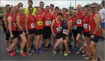  ??  ?? Smiling faces from Drogheda & District members before last Tuesday’s Bettystown 5-Mile Road Race.