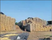  ?? HT PHOTO ?? The bags of illegally hoarded rice seized in Ferozepur.