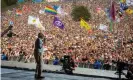  ??  ?? David Attenborou­gh on the Pyramid stage at Glastonbur­y in June. Photograph: David Levene/The Guardian