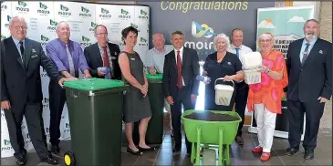  ??  ?? All Moira Shire Councilors alongside General Manager Community Sally Rice with the Organic Waste Collection items that are being very well used across the Shire.