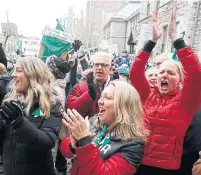  ??  ?? Minister of Official Languages Mélanie Joly, left, praised protesters for “defending a vision of our country.”