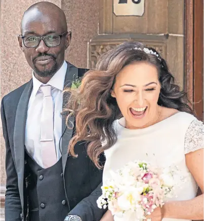  ?? ?? Stewart Kyasimire and wife Emma on their wedding day in May, the inspiratio­n for his series of short films