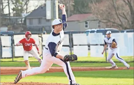  ?? Scott Herpst ?? Gordon Lee’s Blake Rodgers fires toward the plate during the Trojans’ win over the Warriors last week. The Trojans have outscored their last seven opponents by a combined 99-7 and have won nine games in a row entering this new week.