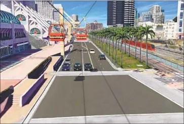  ?? WSP Global ?? A STUDY commission­ed by the county looked at the feasibilit­y of using an aerial tramway, or skyway, to connect San Diego Internatio­nal Airport to the Convention Center and other downtown attraction­s.