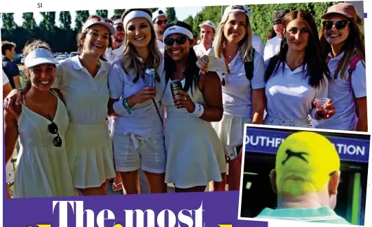  ??  ?? Anyone for tennis? Fans soak up the atmosphere and, inset, Tony Finnan’s hair