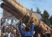  ?? SUPPLIED ?? Haida director Christophe­r Auchter’s Now Is the Time takes us through history to revisit the day in August 1969 when three generation­s of Eagle and Raven clan gathered to raise the first totem pole on Haida Gwaii in over a hundred years.