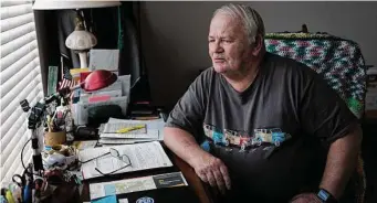  ?? Max Whittaker/For the Washington Post ?? C.W. Hamilton, a 72-year-old Army veteran, took out a $5,200 student loan in 1977 and still owes almost that amount decades later. “It’s like an anchor around my neck,” Hamilton said.