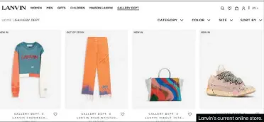  ?? ?? Lanvin's current online store.