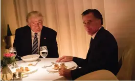  ?? ?? Mitt Romney dines with Donald Trump at the Jean Georges restaurant in Manhattan in November 2016, shortly after Trump won the election. Photograph: Drew Angerer/Getty Images