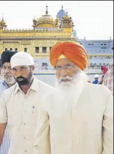  ?? SAMEER SEHGAL/HT ?? Senior SAD leader and Rajya Sabha MP Sukhdev Singh Dhindsa at the Golden Temple in Amritsar on Tuesday.