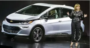  ?? ALEX WONG/GETTY IMAGES ?? General Motors’ chief executive Mary Barra has called for a U.S. federal mandate for zero emissions vehicles. The automaker is planning to unveil 20 more EVs over the next 20 years.