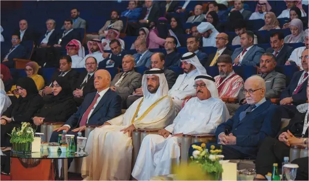  ?? WAM ?? ↑
Sheikh Sultan Bin Ahmed Bin Sultan Al Qasimi graced the first Sharjah Internatio­nal Conference for the Arabic Language.