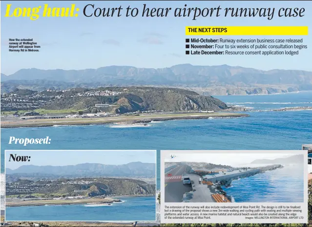  ??  ?? How the extended runway at Wellington Airport will appear from Hornsey Rd in Melrose.
Proposed: