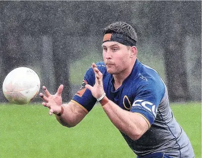  ?? PHOTO: GREGOR RICHARDSON ?? Wet and windy . . . New Otago captain Dylan Nel at training at Logan Park yesterday.