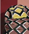  ??  ?? Get experiment­al with geometrics: Pierre Frey’s Diamonds in Mowgli (chair) and Dijon (cushion), both from Atelier Textiles.