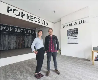  ??  ?? We Make Culture’s Laura Brewis and Pop Recs' Dave Harper pictured at the renovated Pop Recs last year.