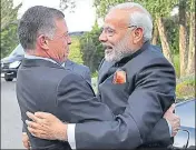  ?? PTI ?? Prime Minister Narendra Modi greets the King of Jordan Abdullah II Bin AlHussein, in Amman, Jordan on Friday.