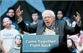  ?? RODGER MALLISON/FORTWORTH STAR-TELEGRAM ?? Sen. Bernie Sanders speaks in Grand Prairie, Texas, during a tour of eight states Donald Trump won in November.