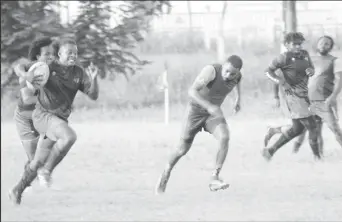  ?? ?? Godfrey Broomes won this footrace from midfield to ice the game then buried the conversion to put the Panthers up 14-nil. (Emmerson Campbell photo)