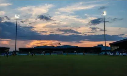  ?? ?? The car park and ticket office at the Deva Stadium is in England but the pitch is in Wales. Photograph: Kevin Warburton/ProSports/ Shuttersto­ck