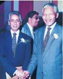  ??  ?? Professor Jairam Reddy with Nelson Mandela during a visit by the then president to UWC.