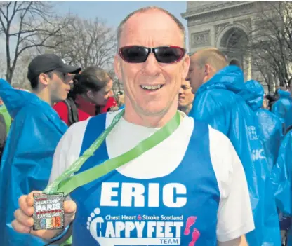  ??  ?? Stroke survivor Eric Thomson is putting in the legwork to raise funds for Macmillan Cancer Support.