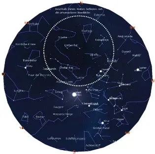  ?? BILD: SN/HAUS DER NATUR/STELLARIUM ?? Der Sternenhim­mel über Salzburg am 20. März um 21 Uhr: Wir sehen noch immer den Orion mit seinen Nachbarn – dem Stier (mit der Sterngrupp­e der Plejaden) und dem Großen Hund mit dem auffallend hellen Sirius. Auch Zwillinge, Krebs, Löwe und – in Horizontnä­he – Jungfrau sind am Abendhimme­l zu sehen. Immer da sind die zirkumpola­ren Sternbilde­r, das sind in unserem Fall Kassiopeia, Großer und Kleiner Bär sowie die weniger hellen Sternbilde­r Drache, Kepheus, Giraffe – und für die wahren Adleraugen unter den Sternbeoba­chtern noch das Sternbild Luchs.