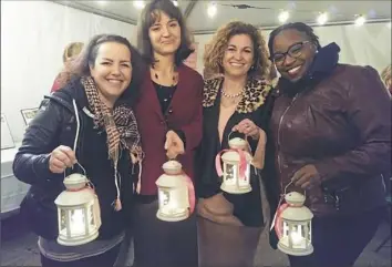  ??  ?? Attending the Young Women’s Breast Cancer Awareness Foundation’s Lanterns of Hope event Sunday are, from left, Emily Parise, 33, of Whitehall; Catherine Jensen, 35, of Ben Avon; Kimberly Love, 48, of Mt. Lebanon; and Yolanda Murphy, 39, of Churchill. The event was in Schenley Park.