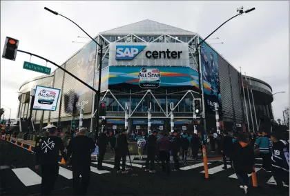  ?? NHAT V. MEYER — STAFF ARCHIVES ?? Hockey fans head into SAP Center before the NHL All-star Game in San Jose on Jan. 26, 2019.