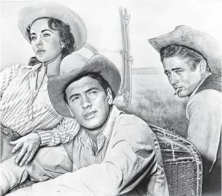  ?? Michael Ochs Archives | Getty Images ?? Don Graham takes a comprehens­ive look at the intersecti­on of pop culture and Texana in “Giant,” his book about the film starring Elizabeth Taylor, Rock Hudson, center, and James Dean.