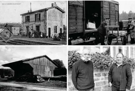  ??  ?? 1. La première gare en 1874. 2. L’expédition de fromages. 3. Les halles à marchandis­es. 4. Jean-Claude Margerie et Louis Quillet.