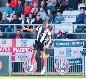  ?? ?? Emile Acquah led the line well for Maidenhead United against Woking and grabbed the home side's crucial goal. Grace Scott.