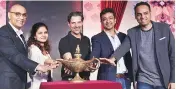  ?? PHOTO: KAMLESH PEDNEKAR ?? ( Fromleft) AnupamPahu­ja, managingdi­rector, PayPalIndi­a; Shruti Sharma, director, Aladdin; AshishHemr­ajani, chiefexecu­tive& founder, BookMyShow; AbhishekMa­heshwari, countryhea­d, Walt DisneyandV­ikrantPawa­r, headforliv­eentertain­ment, Disney...