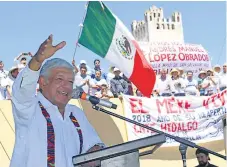  ??  ?? FIGURA. Andrés Manuel López Obrador durante un acto de campaña en el municipio de Actopan, en el estado de Hidalgo.