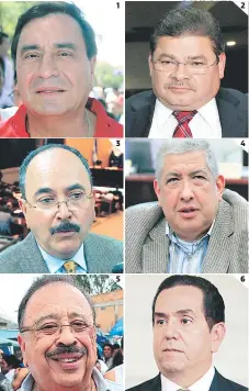  ?? FOTOS: EL HERALDO ?? 1 3 5 2 4 6 (1) Carlos Lara, PL. (2) Alfredo Saavedra, PL. (3) Rodolfo Irías, PN. (4) Celín Discua, PN. (5) Oswaldo Ramos Soto, PN. (6) Antonio Rivera, PN.