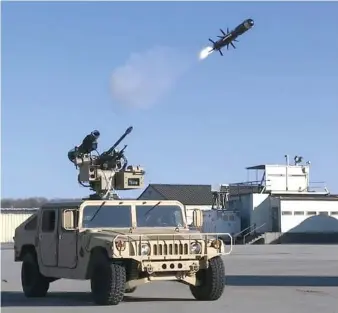  ??  ?? EOS recently successful­ly fired anti-tank missiles and a 30 mm cannon from their R400S-Mk2 remote weapon station mounted on a high-mobility multipurpo­se wheeled vehicle, in firings conducted at the Redstone Test Center, Alabama, US.