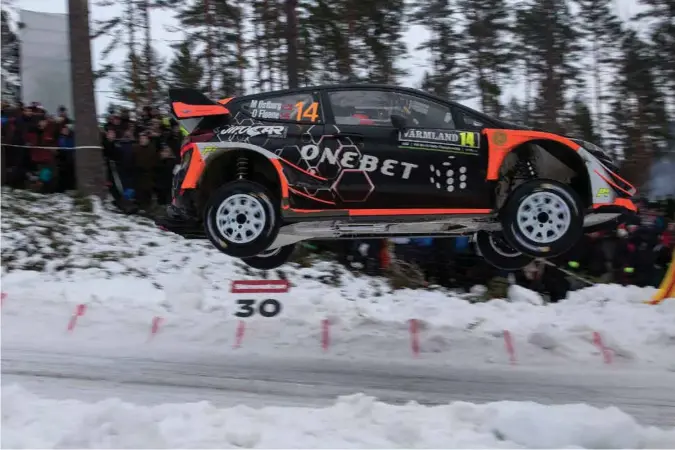  ?? FOTO: TT NYHETSBYRÅ­N ?? Det er denne bilen Pål Try får låne under Rally Sørland. Her er det Mads Østberg som kjører den under Rally Sweden i fjor.