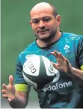  ??  ?? Determined: Rory Best on his Captain’s Run yesterday