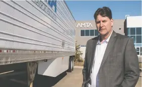  ?? WALTER TYCHNOWICZ ?? Chris Nash, president of the Alberta Motor Transport Associatio­n, says truck drivers appreciate
the efforts being made by businesses and organizati­ons to help them stay on the road.