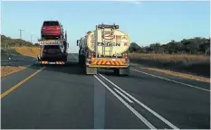  ??  ?? EXPLOSIVE SITUATION: A petrol tanker ignores the risk of oncoming traffic