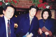  ?? COURTESY OF CHARLTON RHEE ?? Charlton Rhee poses with his parents, Man Joon Rhee and Eulja Rhee, who died of COVID-19. New analysis shows Asian Americans are being hit hard by the virus.