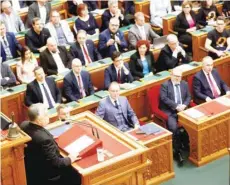  ?? — Reuters ?? Hungarian Prime Minister Viktor Orban addresses the parliament in Budapest, Hungary.