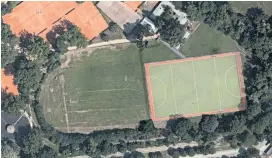  ??  ?? So sieht der Plan aus. Die Hälfte des brachliege­nden ehemaligen „kleinen Praterstad­ions“geht bald im neuen Hockeyfeld auf.