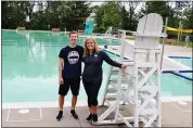  ?? BOB KEELER — MEDIANEWS GROUP ?? Holiday House pool, as shown in 2019 with thenAssist­ant Manager Jake Dearborn, left, and then-Manager Karen Nace, is slated to reopen this year.