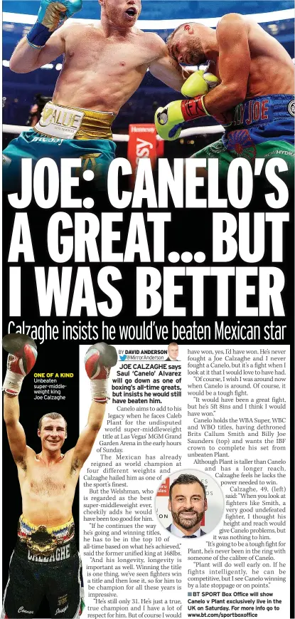  ?? ?? ONE OF A KIND Unbeaten super-middleweig­ht king Joe Calzaghe