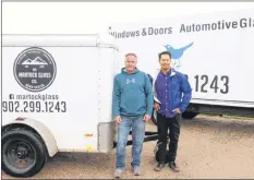  ?? CAROLE MORRIS-UNDERHILL ?? Martock Glass Company owners Kevin Durling and Amin Tran have a very mobile business, allowing them to come to wherever their clients are located.