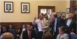  ?? (Screenshot) ?? RABBI SHMUEL HERZFELD interrupts the Council of the District of Columbia’s meeting on Tuesday.